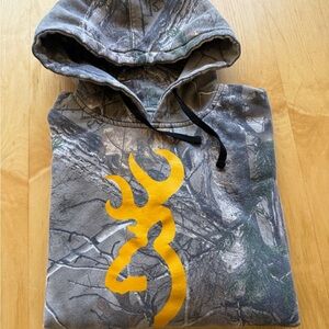 Browning Camo Hoodie XL Realtree Big Buck Logo Hunting Pullover
